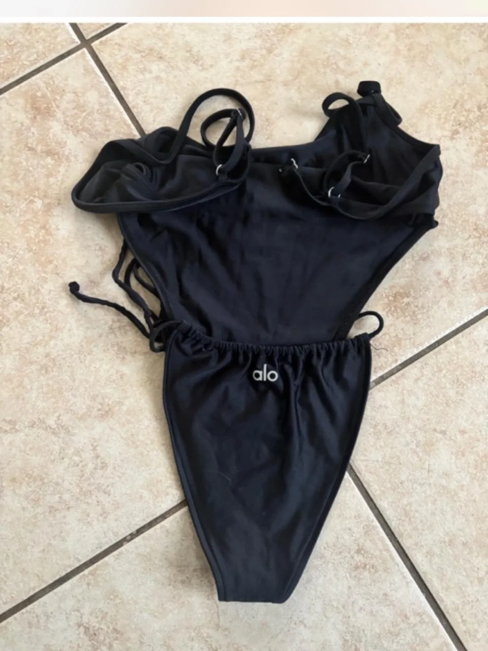 Frankie's Bikinis Black High-Leg One-Piece with Waist Tie
